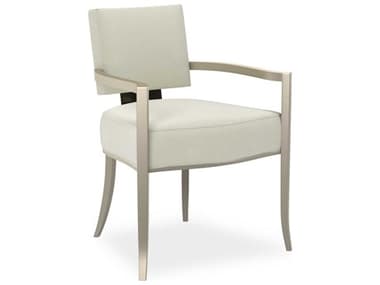 Caracole Classic Reserved Seating Birch Wood White Upholstered Arm Dining Chair CACCLA424275D