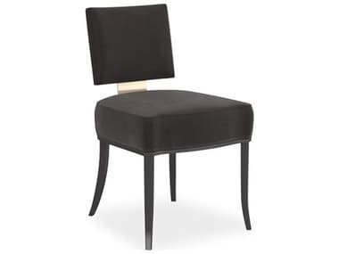 Caracole Classic Reserved Seating 19.5"W Birch Wood Black Fabric Upholstered Armless Dining Chair CACCLA424285C