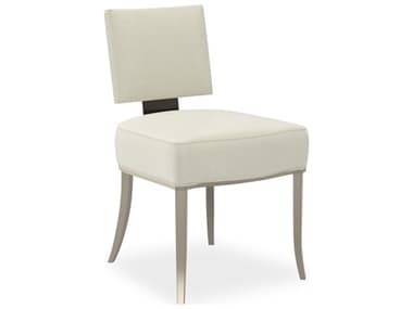 Caracole Classic Reserved Seating Birch Wood White Upholstered Armless Dining Chair CACCLA424285D