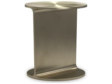 Caracole Classic Rivot Round Metal Brushed Gold End Table CACCLA424418