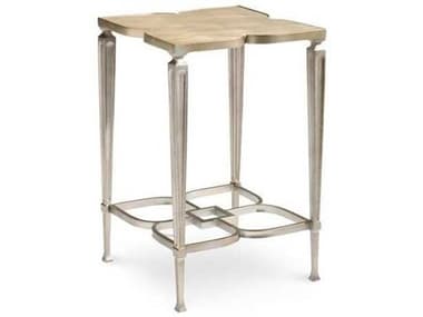 Caracole Classic Lucky Charm 16" Taupe Silver Leaf End Table CACCONACCTAB018
