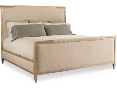 Caracole Classic Beige Upholstered King Panel Bed CACCONKINBED008