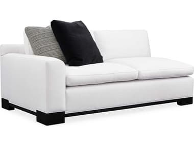 Caracole Modern Artisan Remix Left Arm Facing 76" Black Stained Ash White Fabric Upholstered Loveseat CACM110019LL1A