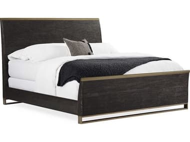 Caracole Modern Artisan Remix Cerused Oak Bronze Gold Metal Brown Ash Wood Queen Panel Bed CACM113019102