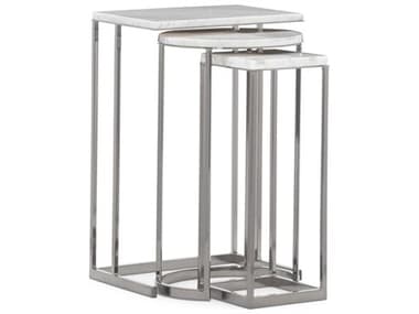Caracole Modern Expressions Exposition Nesting 16" Rectangular Carrera Marble Plated Nickel End Table CACM121420471