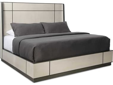 Caracole Modern Expressions Repetition Ash Taupe Zinc Oxide Beige Wood Queen Platform Bed CACM123420101