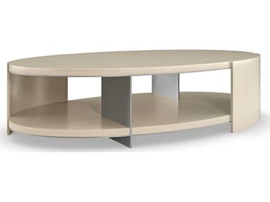 Caracole La Moda Da Vita 69'' Oval Wood Thunder Smoked Stainless Steel Paint Coffee Table CACM131421402