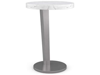 Caracole La Moda Tall Spot 17'' Round Marble Smoked Stainless End Table CACM131421421