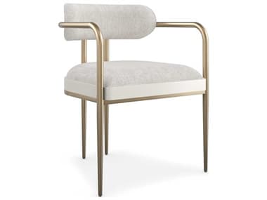 Caracole Modern Principles Emphasis Bronze Fabric Upholstered Arm Dining Chair CACM142022295