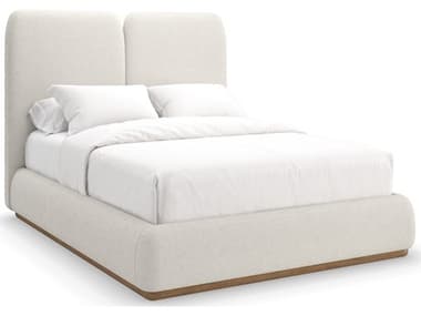 Caracole Modern Resort Malta Toasted Pecan Beige Birch Wood Upholstered Queen Platform Bed CACM153023101