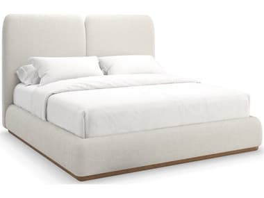 Caracole Modern Resort Malta Toasted Pecan Beige Birch Wood Upholstered King Platform Bed CACM153023121