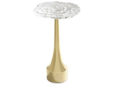 Caracole Signature Debut Inbloom 15" Round Glass Majestic Gold End Table CACSIG016420