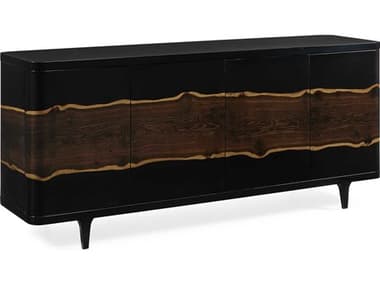 Caracole Signature Simpatico 80" Birch Wood Piano Black Natural Oak Sideboard CACSIG017211