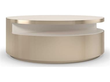 Caracole Signature Metropolitan Turn Style 46" Round Stone Whisper Of Gold Coffee Table CACSIG021401
