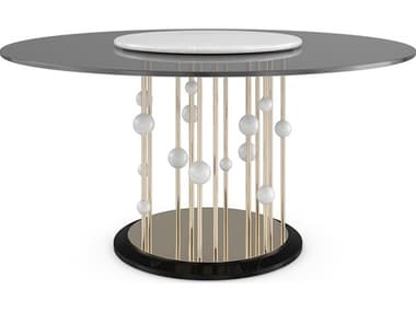 Caracole Signature Debut Orbit 60" Round Glass Whisper Of Gold Dining Table CACSIG023201
