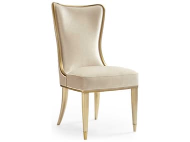 Caracole Signature Debut Sophisticates Birch Wood Beige Fabric Upholstered Side Dining Chair CACSIG416282