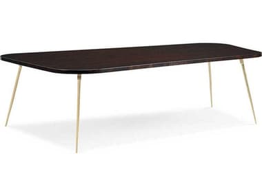 Caracole Signature Urban Geo Modern 59" Wood Natural Ebony Brass Cocktail Table CACSIG418401