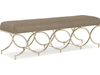 Caracole Upholstery 62" Taupe Whisper Of Gold Beige Fabric Upholstered Accent Bench CACUPH016441A