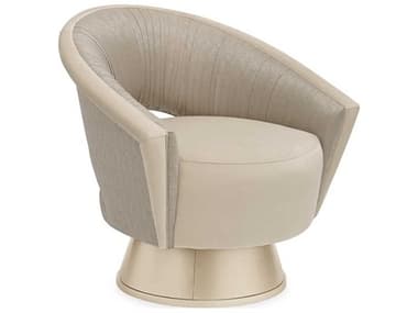 Caracole Classic Swivel 31" Beige Fabric Accent Chair CACUPH017039A