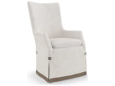 Caracole Classic Watch My Back Fabric White Upholstered Arm Dining Chair CACUPH021039B