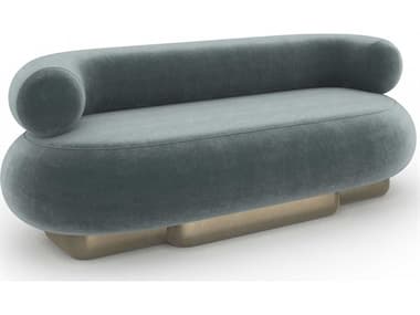Caracole Lagoon Oracle Green Velvet Upholstered Sofa CACUPH024012A