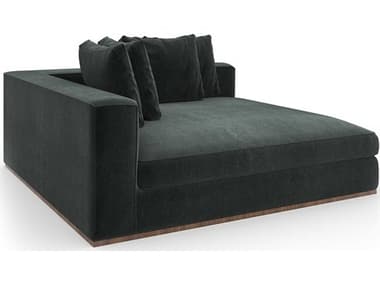 Caracole Bello Retro Walnut Green Velvet Upholstered Chaise CACUPH024CHL1A