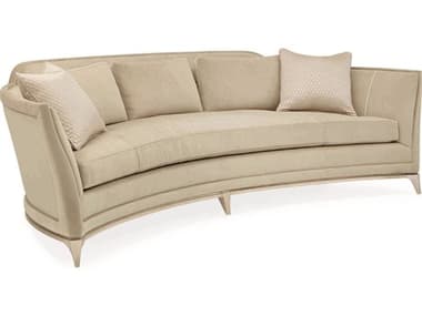 Caracole Upholstery Curved 104" Beige Fabric Upholstered Sofa with Silver Leaf Frame CACUPH417016A