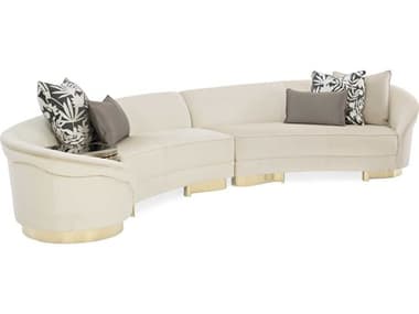 Caracole Classic Soft Cream Velvet / Gold Bullion Smoked Bronze Sectional Sofa CACUPH419SEC1A