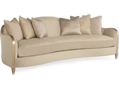Caracole Adela Cabriole 96" Oyster Blush Taupe Beige Fabric Upholstered Sofa CASC010016013A