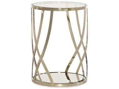 Caracole Adela 16" Round Tempered Glass Whisper Of Gold End Table CASC011016422
