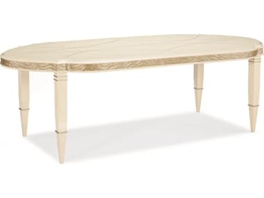Caracole Adela Washed White Extendable 94-138" Oval Wood Blush Taupe Dining Table CASC012016201
