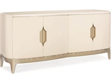 Caracole Adela 78'' Washed White Four Door Birch Wood Blush Taupe Sideboard CASC012016211