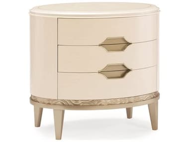 Caracole Compositions Adela Washed White/ Blush Taupe 30''W x 22''D Oval Three-Drawer Nightstand CASC013016063
