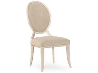 Caracole Avondale Brushed Tweed Round Back Beige Fabric Upholstered Side Dining Chair CASC022417282