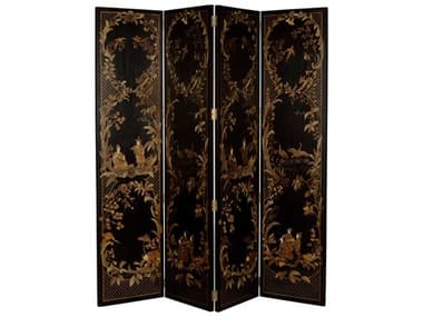 Chelsea House Adalhard Black Gold 4-Panel Screen CH370199