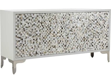 Chelsea House 71" White Natural Brown Anabela Mother of Pearl Sideboard CH370264