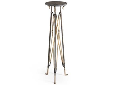 Chelsea House Churchill Round Metal Etched Brass & Gold End Table CH380009