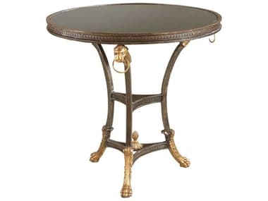 Chelsea House 33" Round Granite Black Gold Dining Table CH380072