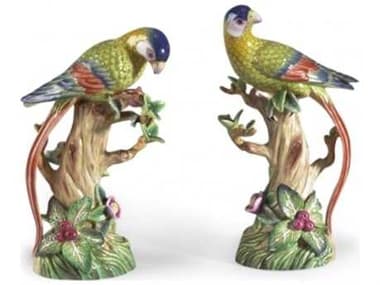 Chelsea House Hand Painted Porcelain Parrot on Fruit Tree Sculpture (Set of 2) CH380689