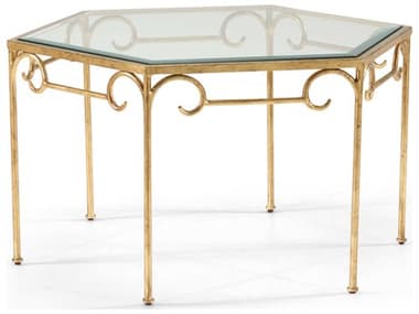 Chelsea House Lorenzo 32" Hexagon Glass Cocktail Table - Gold CH381472