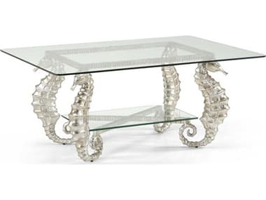 Chelsea House Seahorse 48" Rectangular Glass Coffee Table - Silver CH381590