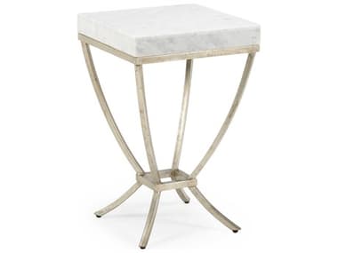 Chelsea House Pam Cain Brandon 14" Square Marble Silver White Side Table - CH382002