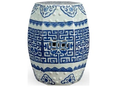 Chelsea House 14" White Blue Accent Stool CH382370