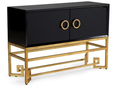 Chelsea House Decker Black / Gold Leaf Accent Cabinet CH382745