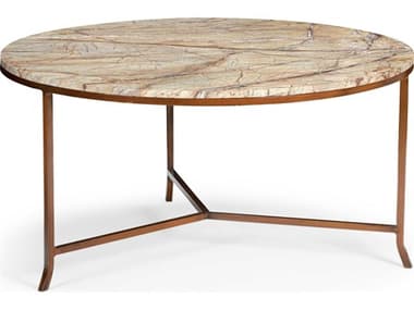 Chelsea House Harvey 36" Round Marble Brown Rust Cocktail Table CH383353