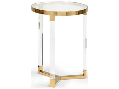 Chelsea House Moravian Round Glass Clear Gold Side Table (Sm) CH383847