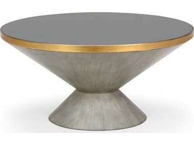 Chelsea House Bradshaw Orrell N. Y. 34" Round Glass Gray Gold Coffee Table CH383925