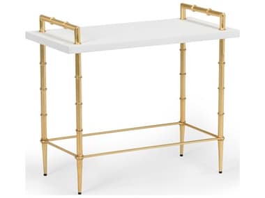 Chelsea House Harris Rectangular Wood White Gold Drink Table - CH383967