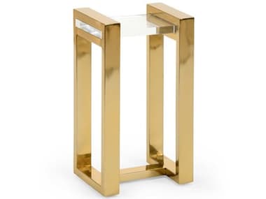 Chelsea House Rectangular Acrylic Polished Brass Clear End Table CH384103