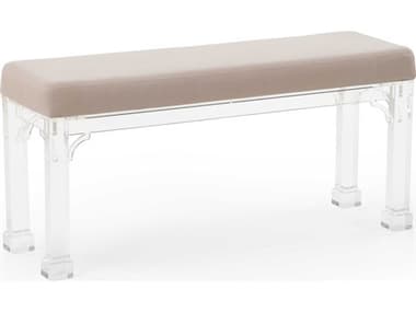 Chelsea House 41" Clear White Fabric Upholstered Accent Bench CH384399